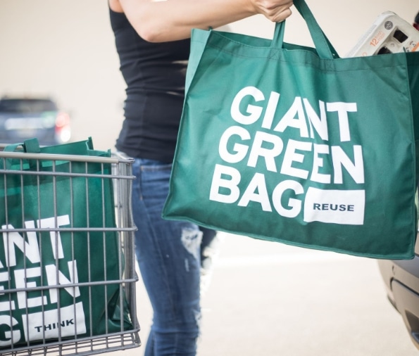 Sustainability minded giant green bag